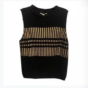 Gianni Bini Black with Gold Sleeveless Sweater size Medium.